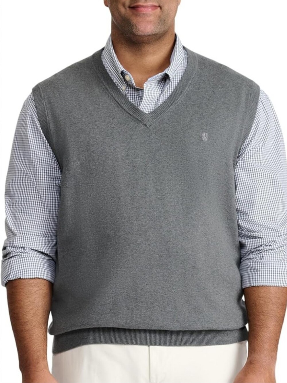 Izod 100% Cotton Mens Sweater Vest Gray Large Large Preppy Business